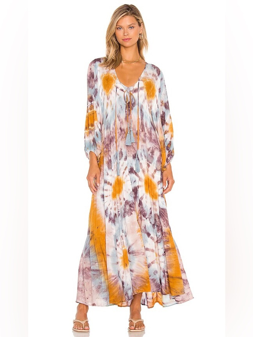 Young, Broke, & Fabulous Dawn Tie Dye Boho Maxi Dress Hippie Vibes